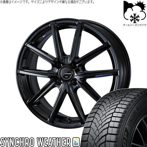 ダンロップ シンクロウェザー 195/50R16 ＋ レオニス ナヴィア08 プレミアムブラック 16インチ 6J +42 4H100P オールシーズン・ホイール4本セット。1枚目。