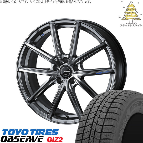 トーヨータイヤ OBSERVE 215/45R18 ＋ レオニス ナヴィア08 プラチナシルバーブラック 18インチ 7J +47 5H114.3P スタッドレス・ホイール4本セット。1枚目。