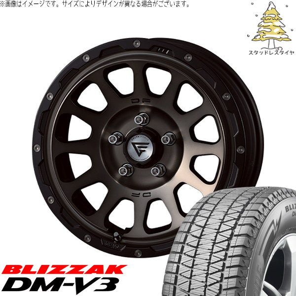 ブリヂストン ブリザック DM-V3 225/70R16 ＋ オーバル マットスモークポリッシュ 16インチ 7J +35 5H114.3P スタッドレス・ホイール4本セット。1枚目。