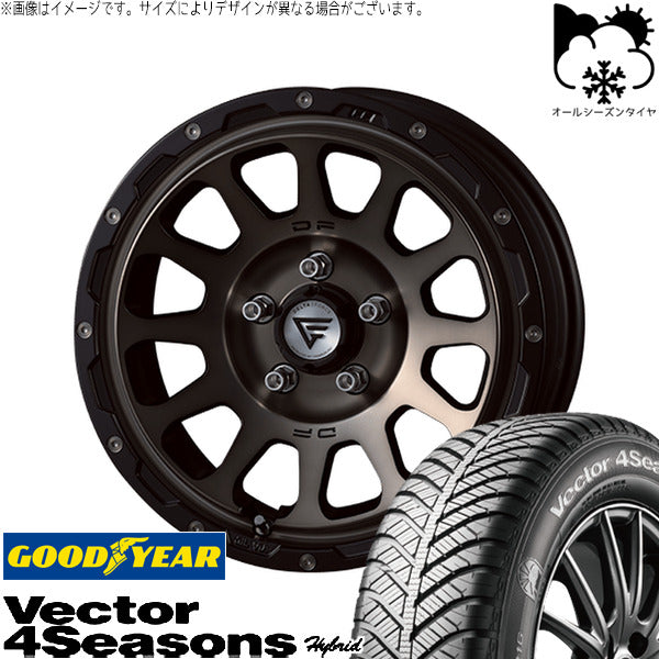 グッドイヤー ベクター4シーズンズ ハイブリッド 215/55R17 ＋ オーバル マットスモークポリッシュ 17インチ 8J +35 5H114.3P オールシーズン・ホイール4本セット。1枚目。
