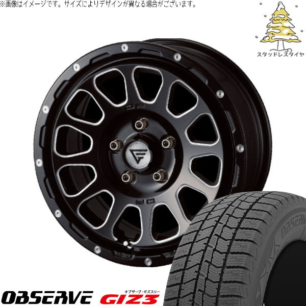 トーヨータイヤ オブザーブ GIZ3 195/65R16 ＋ オーバル ブラックマシニング 16インチ 7J +35 5H114.3P スタッドレス・ホイール4本セット。1枚目。