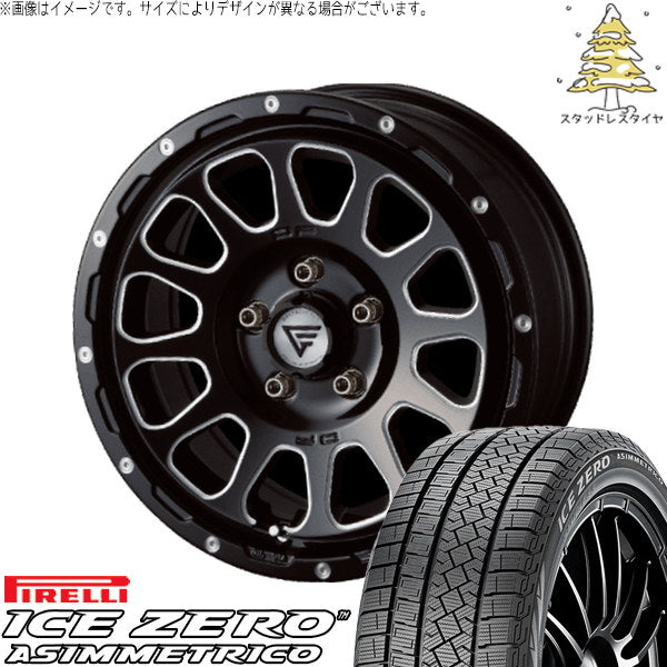 ピレリ アイスゼロアシンメトリコ 215/65R16 ＋ オーバル ブラックマシニング 16インチ 7J +35 5H114.3P スタッドレス・ホイール4本セット。1枚目。