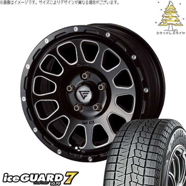 ヨコハマタイヤ アイスガードセブン IG70 215/65R16 ＋ オーバル ブラックマシニング 16インチ 7J +35 5H114.3P スタッドレス・ホイール4本セット。1枚目。
