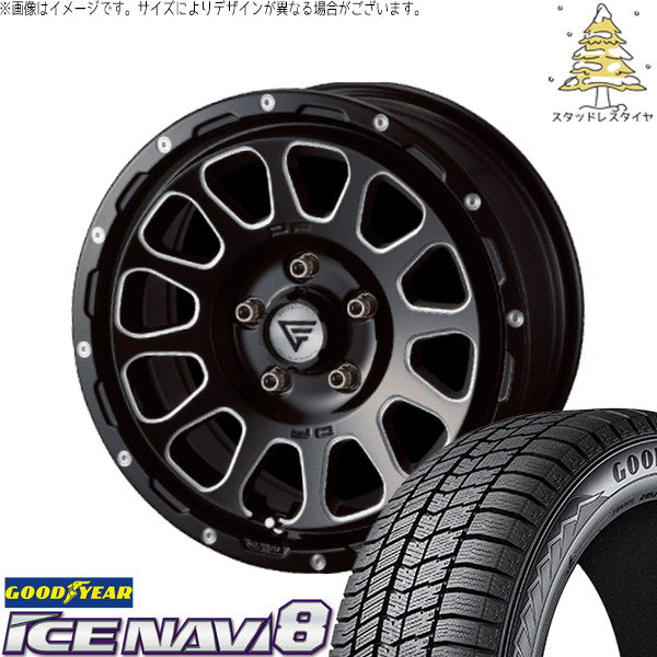 グッドイヤー アイスナビ8 215/65R16 ＋ オーバル ブラックマシニング 16インチ 7J +42 5H114.3P スタッドレス・ホイール4本セット。1枚目。