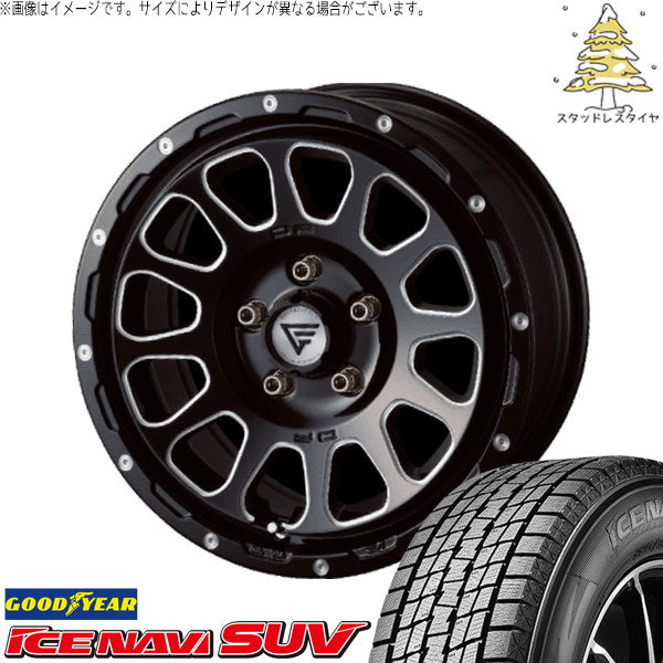 グッドイヤー アイスナビ SUV 235/70R16 ＋ オーバル ブラックマシニング 16インチ 7J +42 5H114.3P スタッドレス・ホイール4本セット。1枚目。
