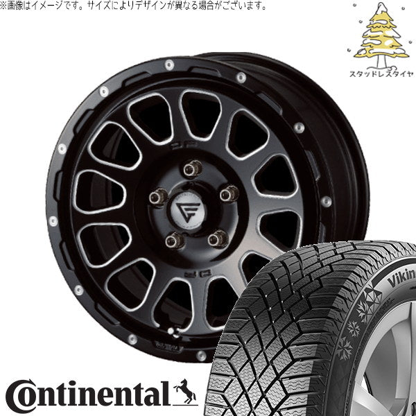 コンチネンタル バイキングコンタクト7 215/70R16 ＋ オーバル ブラックマシニング 16インチ 7J +35 5H114.3P スタッドレス・ホイール4本セット。1枚目。