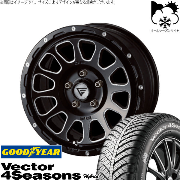 グッドイヤー ベクター4シーズンズ ハイブリッド 205/55R16 ＋ オーバル ブラックマシニング 16インチ 7J +42 5H114.3P オールシーズン・ホイール4本セット。1枚目。