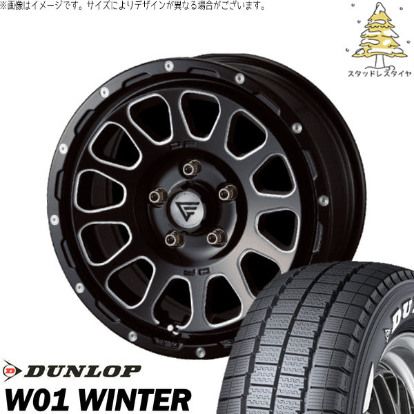 ダンロップ W01 WINTER 215/65R16 ＋ オーバル ブラックマシニング 16インチ 7J +35 5H114.3P スタッドレス・ホイール4本セット。1枚目。