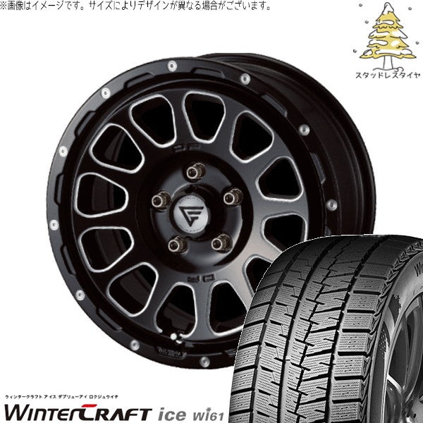 クムホ ウィンタークラフト アイス Wi61 215/65R16 ＋ オーバル ブラックマシニング 16インチ 7J +35 5H114.3P スタッドレス・ホイール4本セット。1枚目。