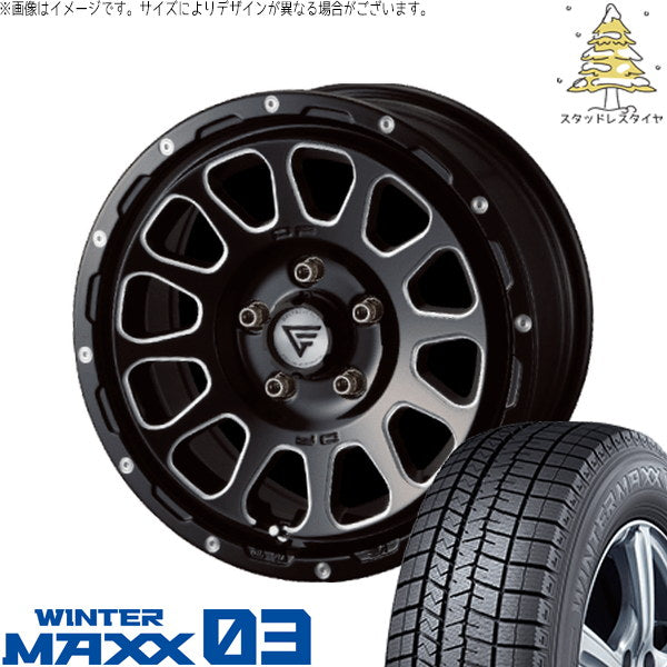 ダンロップ ウィンターマックス03 205/65R16 ＋ オーバル ブラックマシニング 16インチ 7J +35 5H114.3P スタッドレス・ホイール4本セット。1枚目。