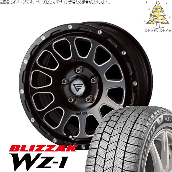 ブリヂストン ブリザック WZ-1 215/65R16 ＋ オーバル ブラックマシニング 16インチ 7J +35 5H114.3P スタッドレス・ホイール4本セット。1枚目。