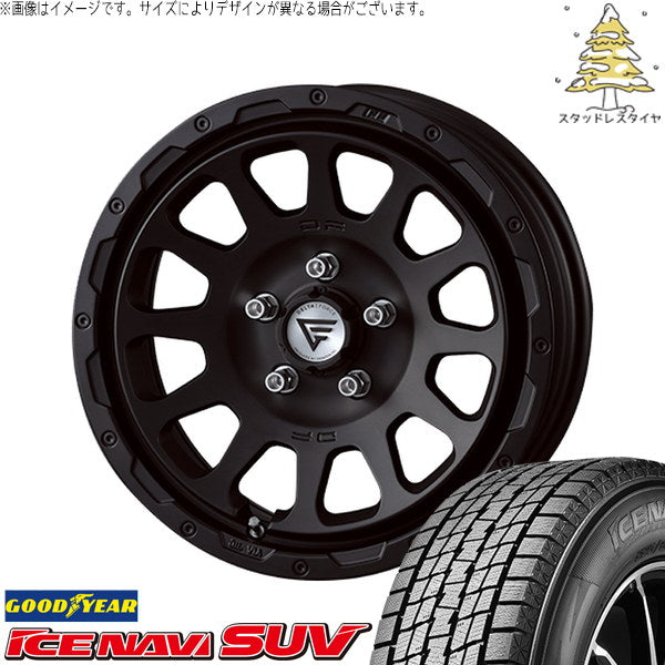 グッドイヤー アイスナビ SUV 215/70R16 ＋ オーバル マットブラック 16インチ 6J -5 5H139.7P スタッドレス・ホイール4本セット。1枚目。