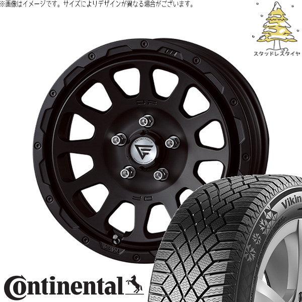 コンチネンタル バイキングコンタクト7 215/70R16 ＋ オーバル マットブラック 16インチ 6J -5 5H139.7P スタッドレス・ホイール4本セット。1枚目。