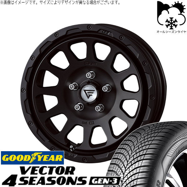 グッドイヤー ベクター4シーズンズ GEN-3 205/60R16 ＋ オーバル マットブラック 16インチ 7J +42 5H114.3P オールシーズン・ホイール4本セット。1枚目。