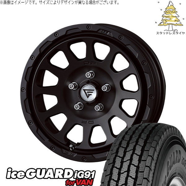 ヨコハマタイヤ アイスガード91 IG91 225/75R16 ＋ オーバル マットブラック 16インチ 7J +35 5H114.3P スタッドレス・ホイール4本セット。1枚目。