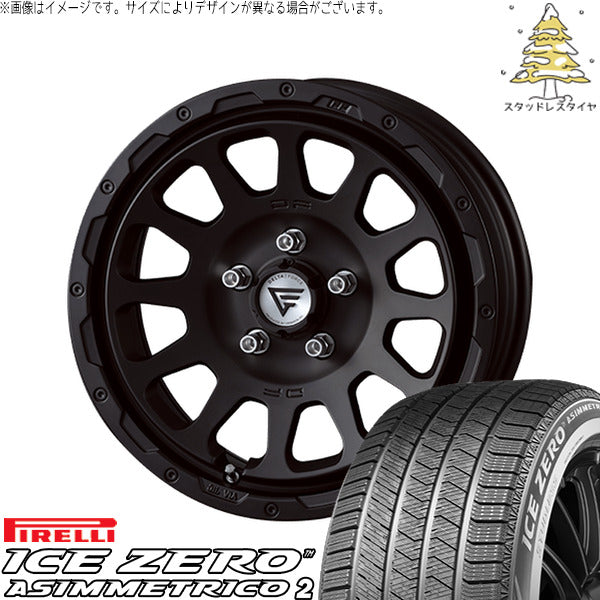 ピレリ アイスゼロアシンメトリコ2 205/65R16 ＋ オーバル マットブラック 16インチ 7J +35 5H114.3P スタッドレス・ホイール4本セット。1枚目。