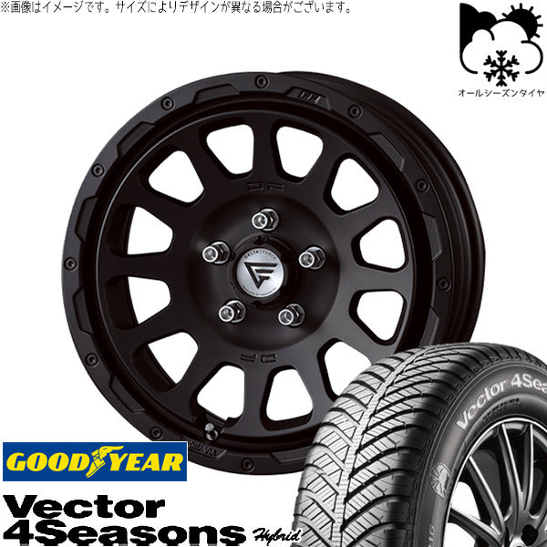 グッドイヤー ベクター4シーズンズ ハイブリッド 205/55R16 ＋ オーバル マットブラック 16インチ 7J +42 5H114.3P オールシーズン・ホイール4本セット。1枚目。