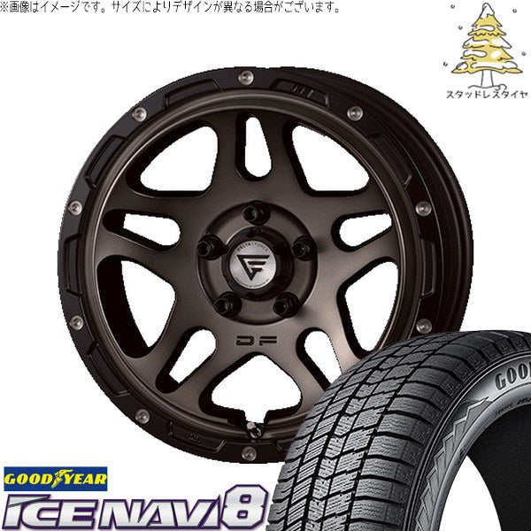 グッドイヤー アイスナビ8 215/65R16 ＋ オーバーランダー マットスモークポリッシュ 16インチ 7J +35 5H114.3P スタッドレス・ホイール4本セット。1枚目。