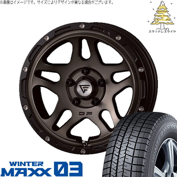 ダンロップ ウィンターマックス03 215/65R16 ＋ オーバーランダー マットスモークポリッシュ 16インチ 7J +35 5H114.3P スタッドレス・ホイール4本セット。1枚目。