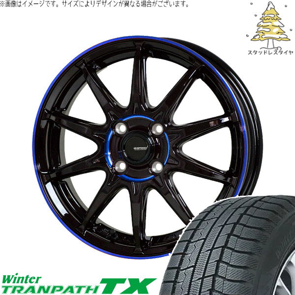 トーヨータイヤ ウィンタートランパス TX 165/60R15 ＋ Gスピード P05R ブラック/ブルークリア 15インチ 4.5J +45 4H100P スタッドレス・ホイール4本セット。1枚目。