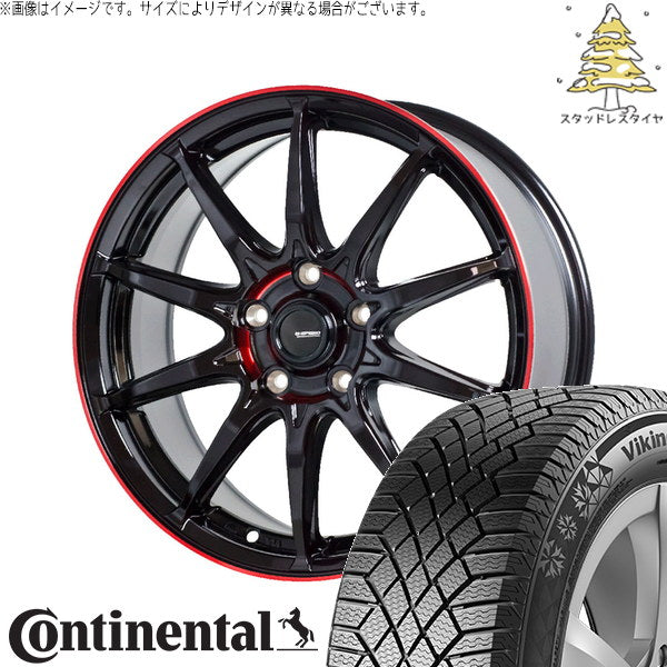 コンチネンタル バイキングコンタクト7 155/65R14 ＋ Gスピード P05R ブラック/レッドクリア 14インチ 4.5J +45 4H100P スタッドレス・ホイール4本セット。1枚目。