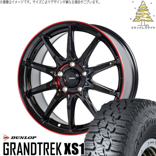 ダンロップ グラントレック XS1 215/70R16 ＋ Gスピード P05R ブラック/レッドクリア 16インチ 6.5J +48 5H100P スタッドレス・ホイール4本セット。1枚目。