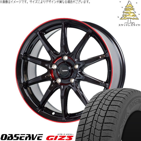トーヨータイヤ オブザーブ GIZ3 215/50R17 ＋ Gスピード P05R ブラック/レッドクリア 17インチ 7J +48 5H114.3P スタッドレス・ホイール4本セット。1枚目。