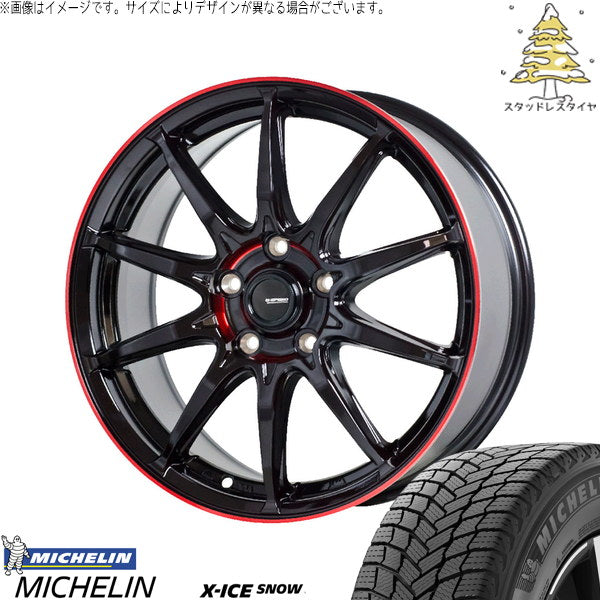 ミシュラン エックスアイス スノー 235/65R17 ＋ Gスピード P05R ブラック/レッドクリア 17インチ 7J +38 5H114.3P スタッドレス・ホイール4本セット。1枚目。
