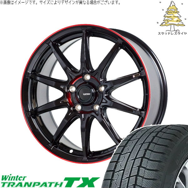 トーヨータイヤ ウィンタートランパス TX 215/55R17 ＋ Gスピード P05R ブラック/レッドクリア 17インチ 7J +48 5H114.3P スタッドレス・ホイール4本セット。1枚目。