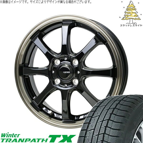 トーヨータイヤ ウィンタートランパス TX 165/55R15 ＋ Gスピード P08 ブラック/ブロンズクリア 15インチ 5.5J +43 4H100P スタッドレス・ホイール4本セット。1枚目。