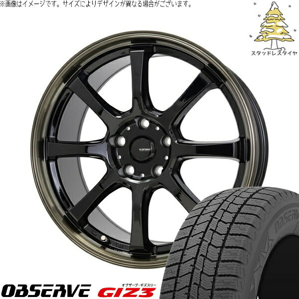 トーヨータイヤ オブザーブ GIZ3 215/60R17 ＋ Gスピード P08 ブラック/ブロンズクリア 17インチ 7J +48 5H114.3P スタッドレス・ホイール4本セット。1枚目。
