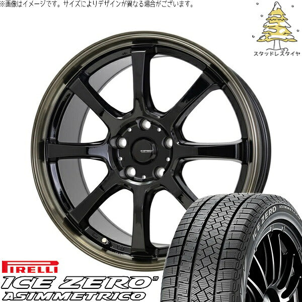ピレリ アイスゼロアシンメトリコ 235/50R18 ＋ Gスピード P08 ブラック/ブロンズクリア 18インチ 7J +38 5H114.3P スタッドレス・ホイール4本セット。1枚目。