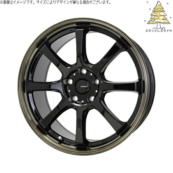輸入スタッドレスタイヤ（銘柄指定不可） 225/55R17 ＋ Gスピード P08 ブラック/ブロンズクリア 17インチ 7.0J +38 5H114.3P ホイール4本セット。1枚目。
