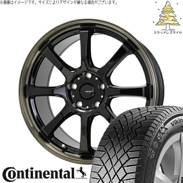 コンチネンタル バイキングコンタクト7 225/55R17 ＋ Gスピード P08 ブラック/ブロンズクリア 17インチ 7J +55 5H114.3P スタッドレス・ホイール4本セット。1枚目。