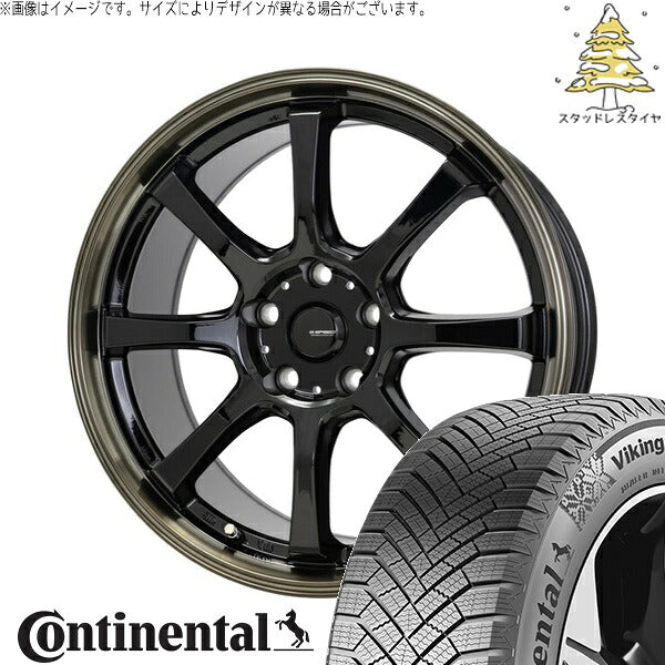 コンチネンタル バイキングコンタクト8 215/50R17 ＋ Gスピード P08 ブラック/ブロンズクリア 17インチ 7J +38 5H114.3P スタッドレス・ホイール4本セット。1枚目。