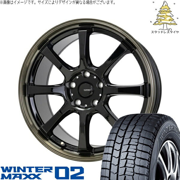 ダンロップ ウィンターマックス02 215/60R17 ＋ Gスピード P08 ブラック/ブロンズクリア 17インチ 7J +48 5H114.3P スタッドレス・ホイール4本セット。1枚目。