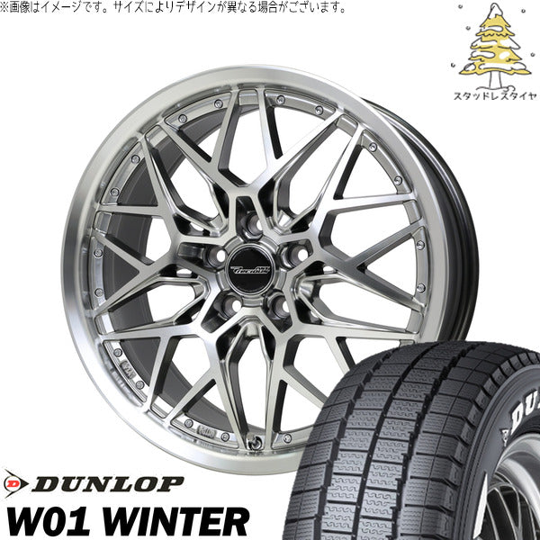 ダンロップ W01 WINTER 215/60R17 ＋ プレシャス アストM5 ハイパーシルバーポリッシュ 17インチ 7J +38 5H114.3P スタッドレス・ホイール4本セット。1枚目。
