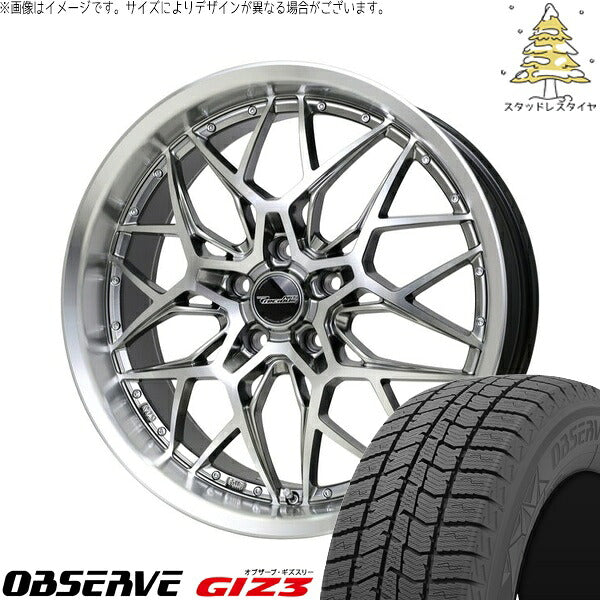 トーヨータイヤ オブザーブ GIZ3 195/60R17 ＋ プレシャス アストM5 ハイパーシルバーポリッシュ 17インチ 7J +38 5H114.3P スタッドレス・ホイール4本セット。1枚目。