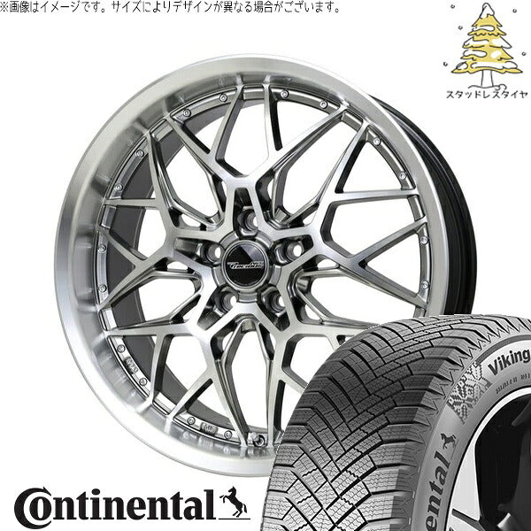 コンチネンタル バイキングコンタクト8 225/50R18 ＋ プレシャス アストM5 ハイパーシルバーポリッシュ 18インチ 7J +48 5H100P スタッドレス・ホイール4本セット。1枚目。