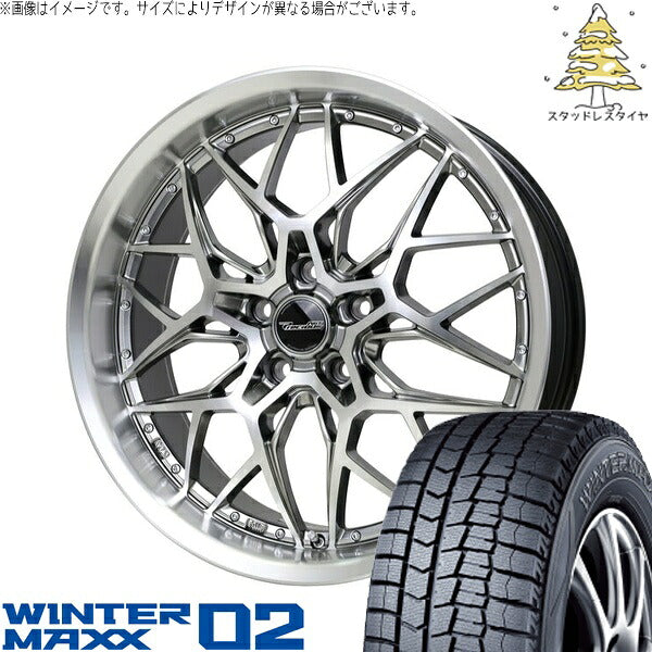 ダンロップ ウィンターマックス02 215/60R17 ＋ プレシャス アストM5 ハイパーシルバーポリッシュ 17インチ 7J +48 5H114.3P スタッドレス・ホイール4本セット。1枚目。