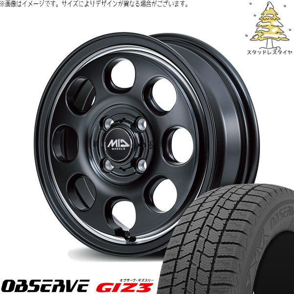 トーヨータイヤ オブザーブ GIZ3 165/60R15 ＋ MIDホイール ガルシア パーム8 セミグロスブラック/ヴァーレイポリッシュ 15インチ 4.5J +45 4H100P スタッドレス・ホイール4本セット。1枚目。