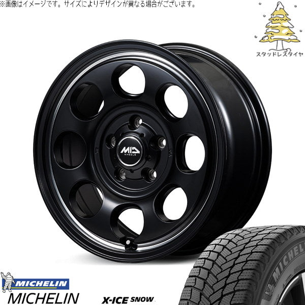 ミシュラン エックスアイス スノー 215/70R16 ＋ MIDホイール ガルシア パーム8 セミグロスブラック/ヴァーレイポリッシュ 16インチ 5.5J +20 5H139.7P スタッドレス・ホイール4本セット。1枚目。