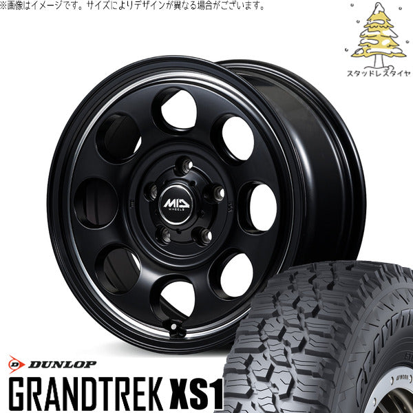 ダンロップ グラントレック XS1 215/70R16 ＋ MIDホイール ガルシア パーム8 セミグロスブラック/ヴァーレイポリッシュ 16インチ 6J -5 5H139.7P スタッドレス・ホイール4本セット。1枚目。