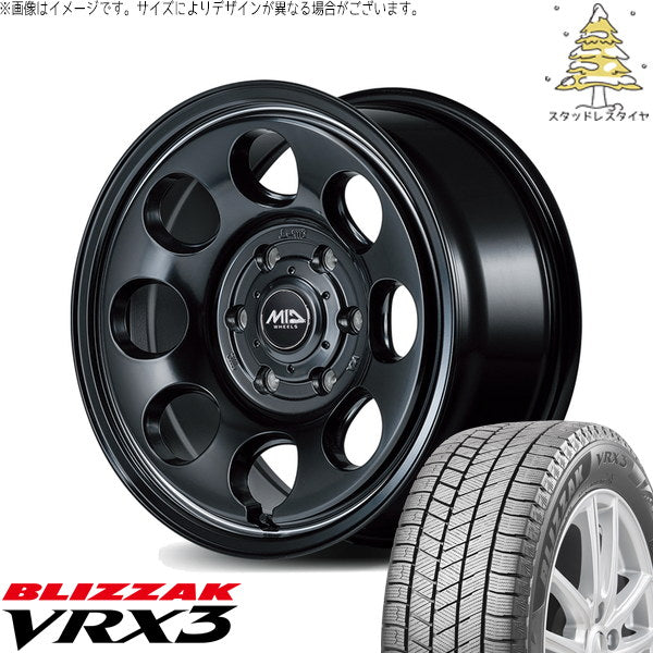 ブリヂストン ブリザック VRX3 215/65R16 ＋ MIDホイール ガルシア パーム8 セミグロスブラック/ヴァーレイポリッシュ 16インチ 6.5J +38 6H139.7P スタッドレス・ホイール4本セット。1枚目。