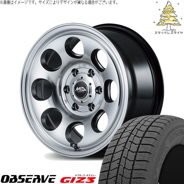 トーヨータイヤ オブザーブ GIZ3 215/70R15 ＋ MIDホイール ガルシア パーム8 メタリックグレー/ポリッシュ 15インチ 6J +33 6H139.7P スタッドレス・ホイール4本セット。1枚目。