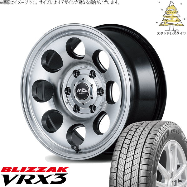 ブリヂストン ブリザック VRX3 215/70R16 ＋ MIDホイール ガルシア パーム8 メタリックグレー/ポリッシュ 16インチ 6.5J +38 6H139.7P スタッドレス・ホイール4本セット。1枚目。