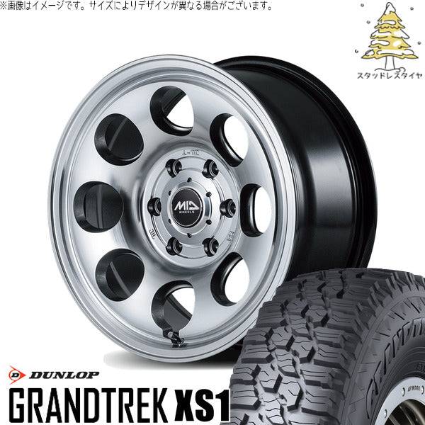ダンロップ グラントレック XS1 215/70R16 ＋ MIDホイール ガルシア パーム8 メタリックグレー/ポリッシュ 16インチ 6.5J +38 6H139.7P スタッドレス・ホイール4本セット。1枚目。