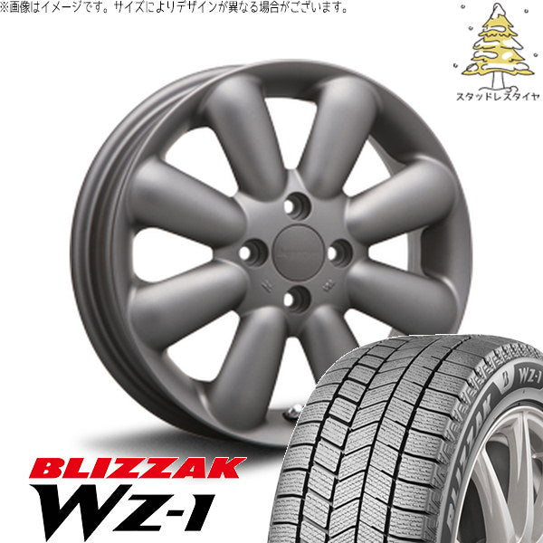 ブリヂストン ブリザック WZ-1 165/60R14 ＋ ハイペリオン ピノ+ マットガンメタル 14インチ 4.5J +43 4H100P スタッドレス・ホイール4本セット。1枚目。