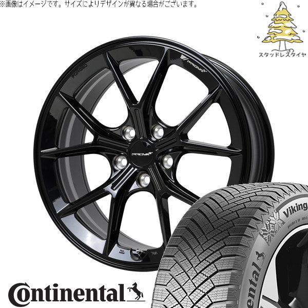 コンチネンタル バイキングコンタクト8 225/40R18 ＋ プローバ ラフィナート プレミアムブラック 18インチ 8.5J +48 5H100P スタッドレス・ホイール4本セット。1枚目。