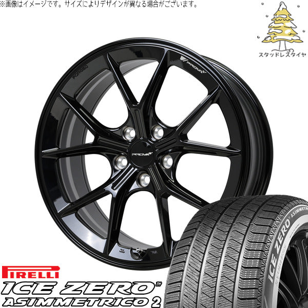 ピレリ アイスゼロアシンメトリコ2 245/40R18 ＋ プローバ ラフィナート プレミアムブラック 18インチ 8J +45 5H114.3P スタッドレス・ホイール4本セット。1枚目。
